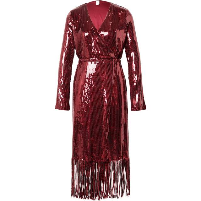 Yas tio Festkjole Paillet Midikjole - Vinrød