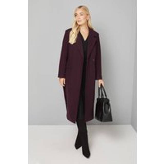 Wallis Petite Longline Belted Coat With Splits In Berry - berry - 16