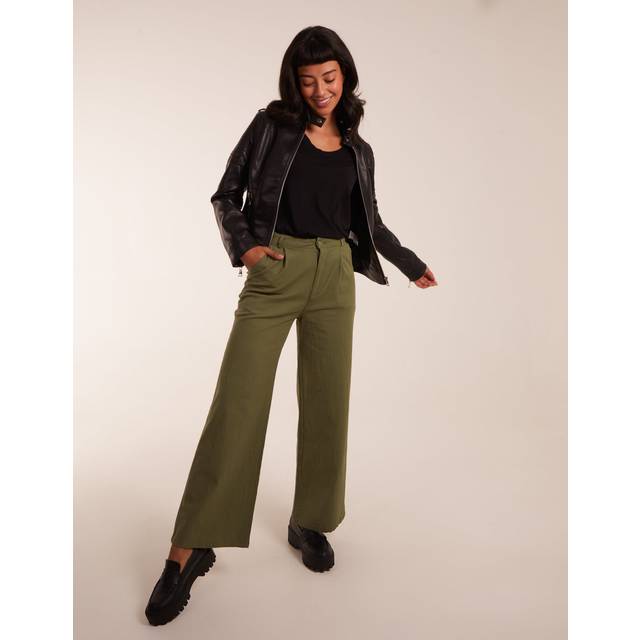 Blue Vanilla Wide Leg Trousers In Khaki - 16