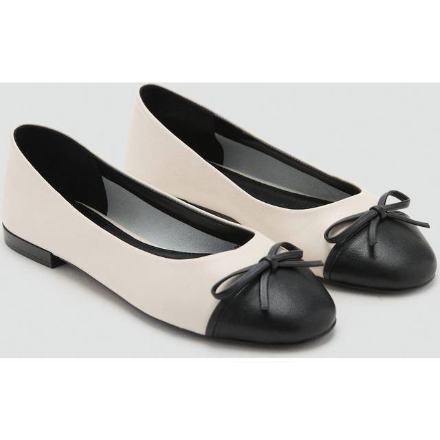 Mango – Svarta och vita ballerinaskor med rosett-Vit/a