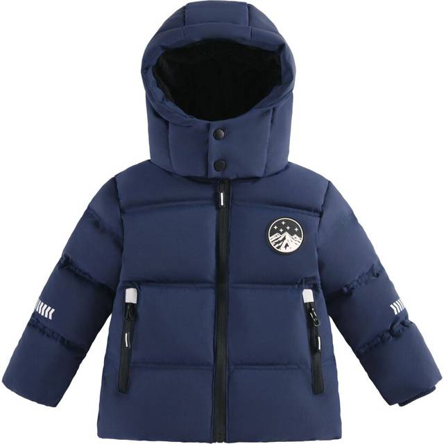 (Navy Blue, 9-10Years) Kids Boys' Coat Hooded Parka Jacket Winter Outwear