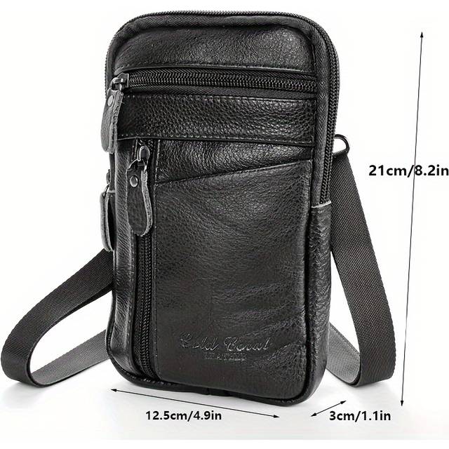 TEMU Men's Sling Bag Belt Pack, Genuine Leather Top Layer Cowhide Business Waist Pack For Daily Use