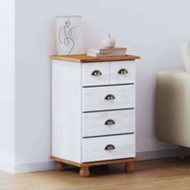 Berkfield Home Chest of Drawers 'ASKIM'White 45.8x40x79 cm Solid Wood Pine - Multicolor