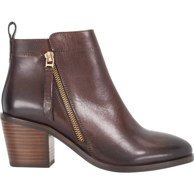 Dune London Paicing Wide Fit Leather Side Zip Ankle Boots, Brown