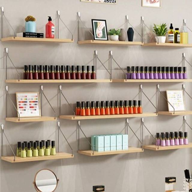 SHEIN 1pc New Partition Wall Shelf No-Drill, Wall Mounted Hanging Wooden Board, Wall Decor Rack For Bedroom Room Decor