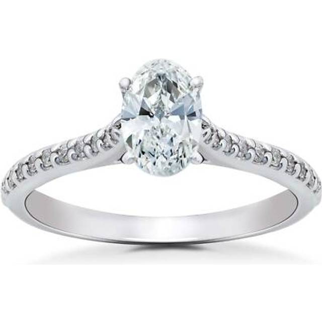 1/4ct Oval Diamond Engagement Ring Cathedral Setting Solitaire 14k White Gold