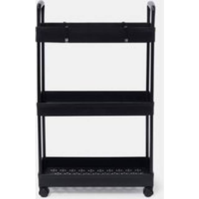 OHS Trolley Cart 3 Tier Roll Bathroom Storage Makeup Kitchen Organiser in Black - One Size