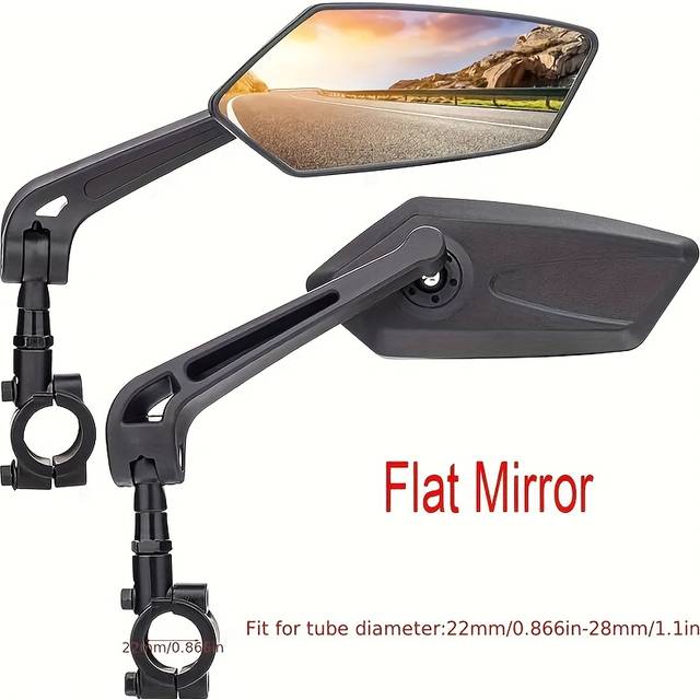 TEMU 2pcs Hd Wide Angle Bicycle Rearview Mirrors - 360° Adjustable, Suitable For Scooters & Bikes Reflective Mirror - Durable Abs, Black Rectangular Handlebar Mirror With Clear Reflection