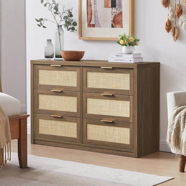 Dearbhaile 6 Drawer 133.9cm W Double Dresser - Special Walnut (81cm H X 134cm W X 45cm D)