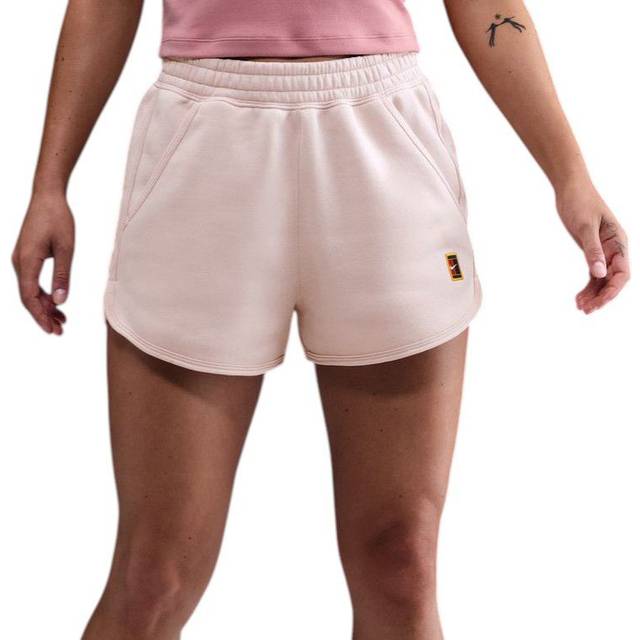 NikeCourt Heritage Women's Mid-Rise Fleece Tennis Shorts - Pink - Cotton/Polyester - XL (UK 20&#x2013;22)