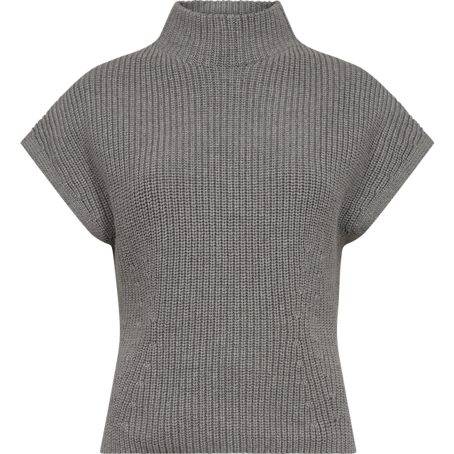 Mos Mosh Mmbiola Bine Knit Vest Grey Melange Kortærmet - Grå