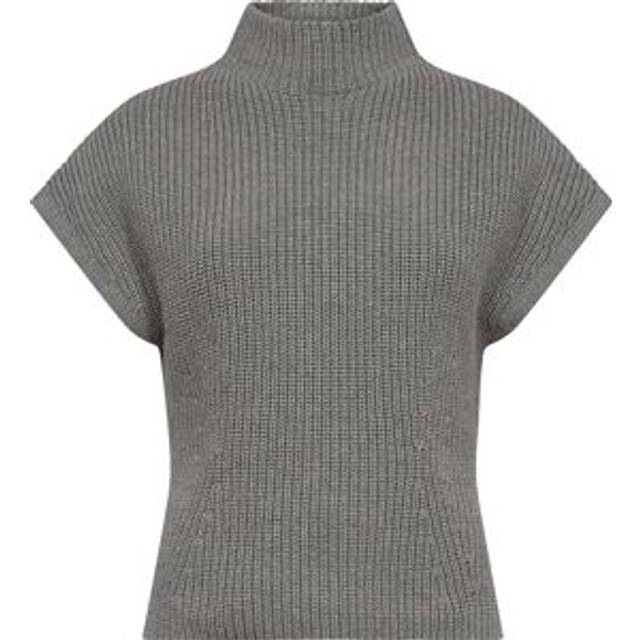Mos Mosh Biola Bine Strikvest Knit Vest Kvinde Grey Melange