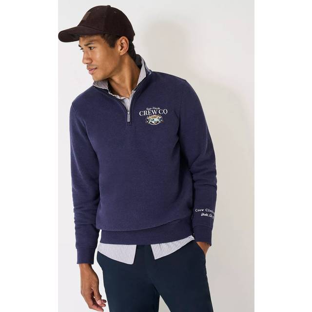 Crew Clothing Half Zip Jumper, Cobalt Blue