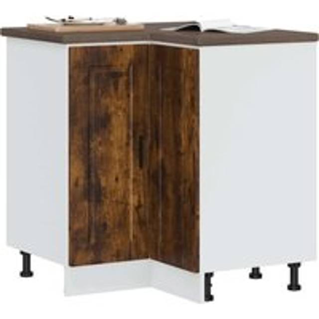 Berkfield Home Kitchen Corner Base Cabinet¬†Porto Smoked Oak Engineered Wood in Brown