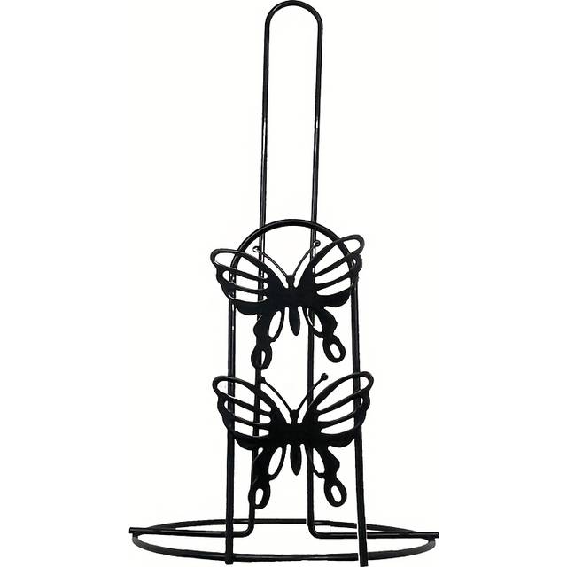 TEMU Sleek Sleek Black Iron Countertop Paper Towel Holder - Vertical Kitchen Roll Organizer With Decorative Cutouts For Freshness Wrap & Napkins, For Kitchen Countertop, Kitchen Towel Holder