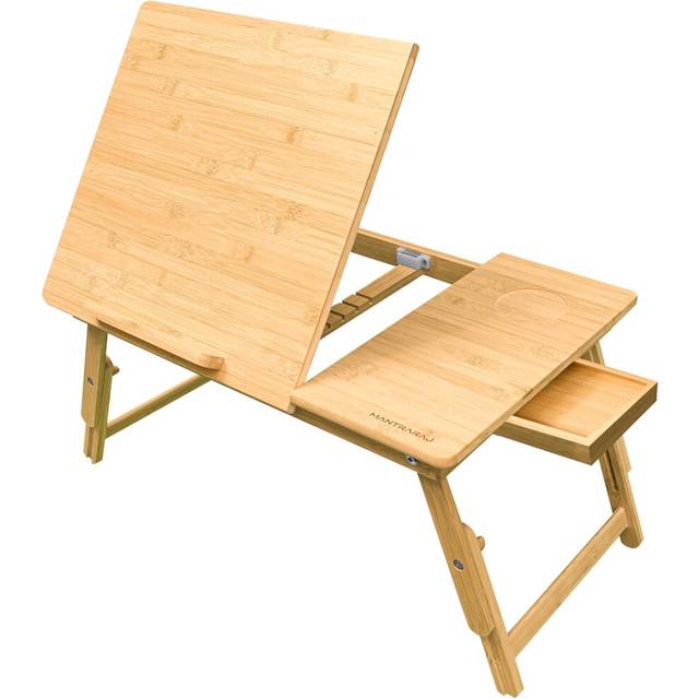 Mantraraj Bamboo Laptop Desk Adjustable Height With Drawer Ideal For Bed, Sofa Or Floor Lapdesk Study Table Bed Desk - One Size