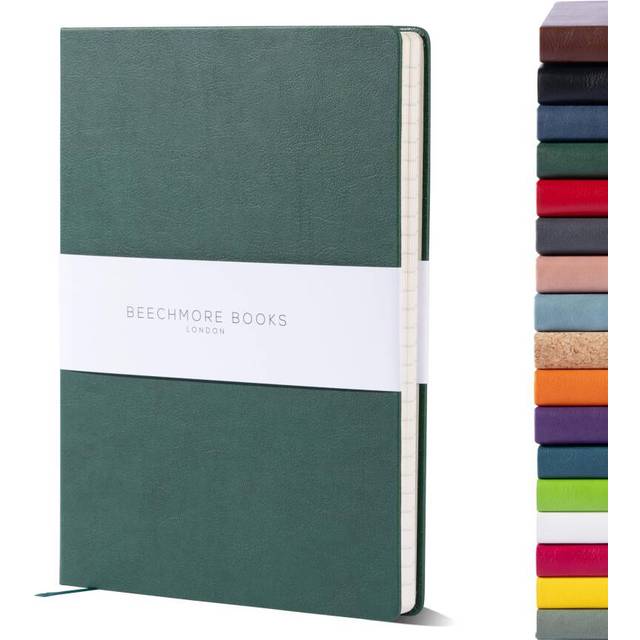 Beechmore Books Ruled Journal - XL A4 Green | Premium Large Hardcover Journal with Vegan Leather  Thick 120gsm Cream Lined Paper | Gift Ideas for Writ