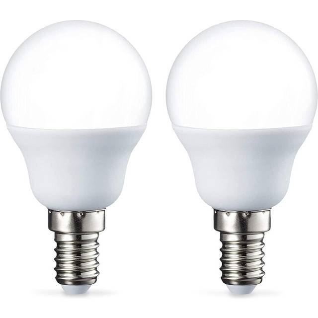 Amazon Basics LED E14 Small Edison Screw Golf Ball P45 Bulb, 5.5W (Equivalent to 40W), Warm White, Non Dimmable - Pack of 2