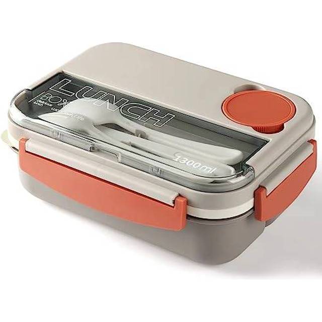 Bento Box Lunch Boxes,1300ML Stackable Box for Adults,Leak-Proof Lunch Container with Compartments,4-in-1 Lunchbox with Sauce Pot Cutlery