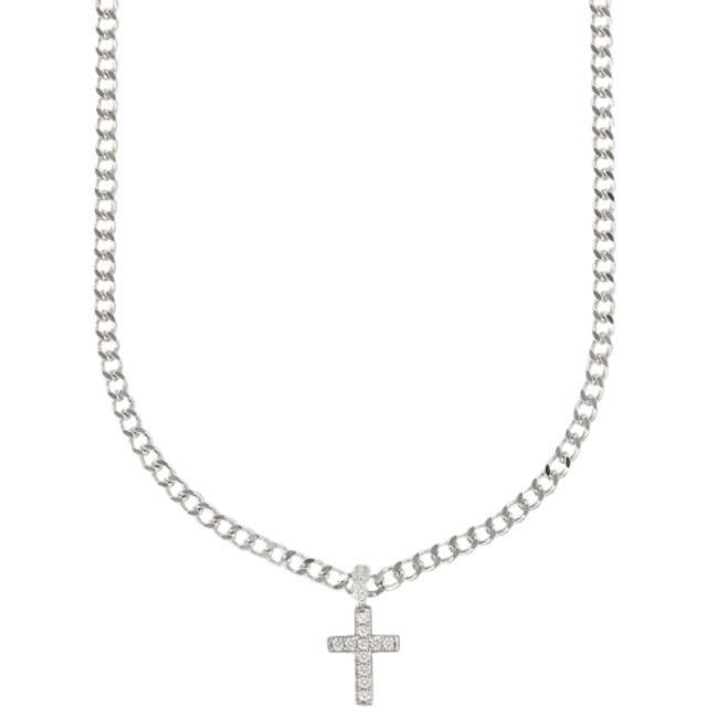 Iced Drop Cross Cuban Chain - 5mm / 18" - Cernucci - Silver