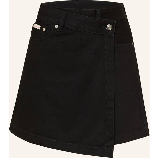 Mini Wrapover Skirt in Denim - Black - W29