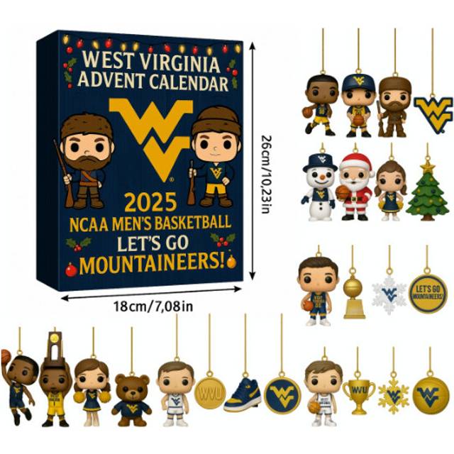 (Mountaineer Men's Advent Blind Box, 26*18*3cm) Football team themed blind box Los Angeles Rams Christmas tree decoration acrylic pendant