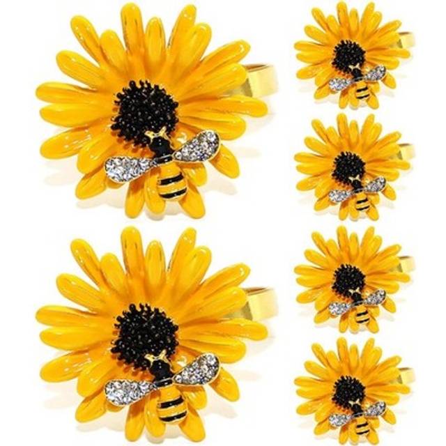 6pcs Napkin Rings Sunflower Metal Napkin Rings Holder Fall Napkin Rings For3001