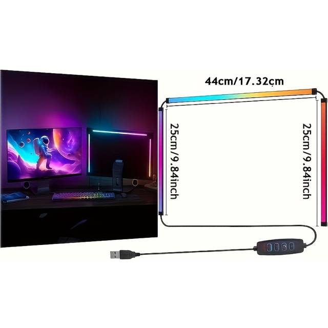 TEMU 3-in-1 Usb Rgb Led Strip Light, Button Controlled, With Usb Power Supply And Multiple Intelligent , Suitable For Home Decoration, Gaming Rooms, And Environments