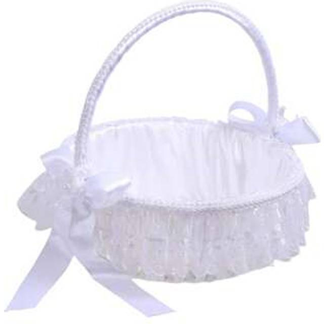 SHEIN Flower Girl Hand Basket Artificial Floral Decor Woven Hamper Petal Storage Lace Wedding Basket