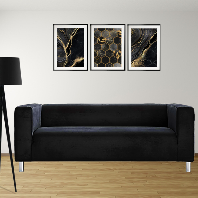 Two Seater Ikea Klippan Sofa Quality Slipcover Replacement Cover Black Velvet