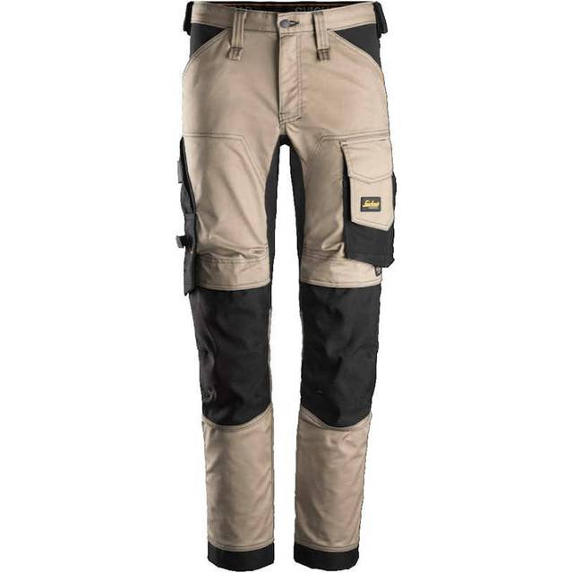 Snickers 6341 Mens Allround Work Stretch Slim Fit Trousers Khaki / Black 35" 35"