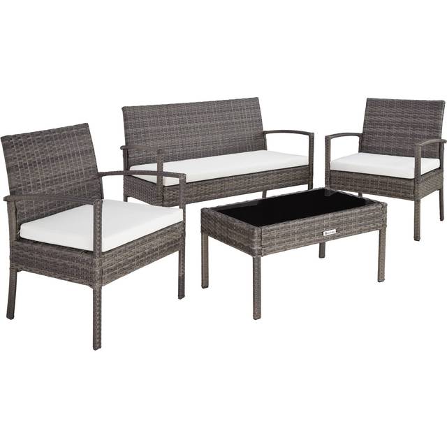 Garden Furniture Set Sparta - seats 4, 2 chairs, 1 sofa, & 1 coffee table - grey