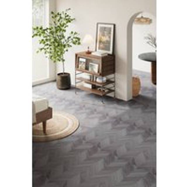 Living And Home 36Pcs Self-Adhesive Pvc Chevron Flooring Planks In Pale Grey - One Size