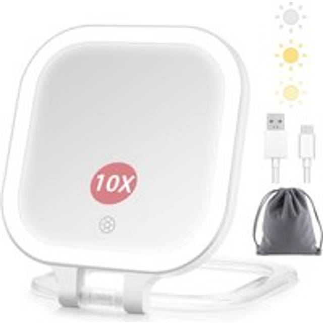 Vanexiss Rechargeable Double-Sided Travel Makeup Mirror With 10X Light In White - One Size