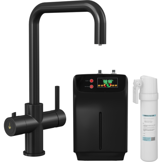 3 In 1 Instant Hot Water Kitchen Sink Tap With Tank And Filter - Matt Black - Modern Mixer Tap By Balterley - One Size