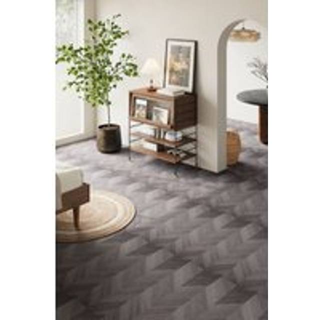Living And Home 36Pcs Self-Adhesive Pvc Chevron Flooring Planks In Grey - One Size