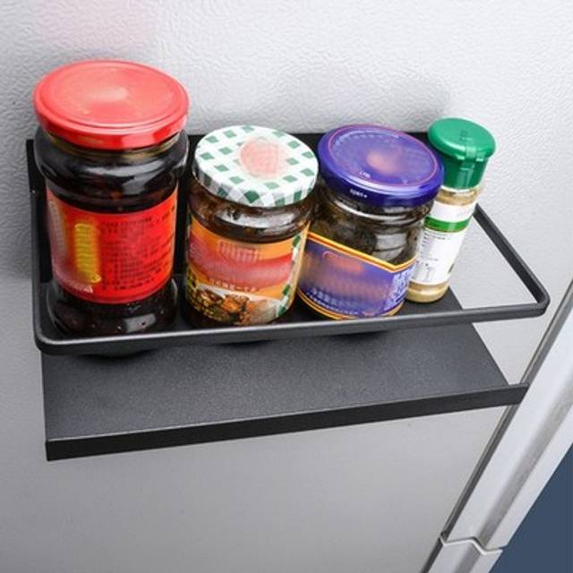Ge (black)2 Magnetic Spice Racks Refrigerator Shelf Multifunctional