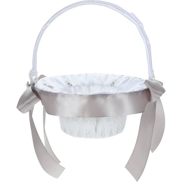 Flower Girl Basket Imitated Pearl Round Handle 1set 9x9x10in