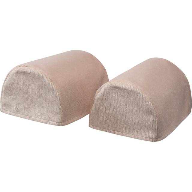 (Natural, Pair of Standard Round Arm Caps) Chenille Plain Soft Touch Antimacassar Furniture Cover
