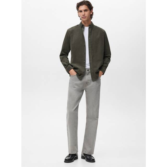 Classic-fit micro-corduroy shirt dark green - Man - XL - MANGO MAN - Dark Green