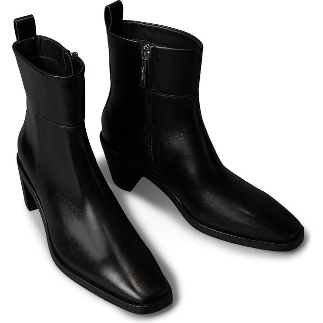 Calvin Klein Leather Ankle Zip Cowboy Boots - Black