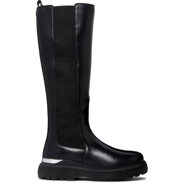 Mallet Alexandra Leather Knee High Chelsea Boots, Black