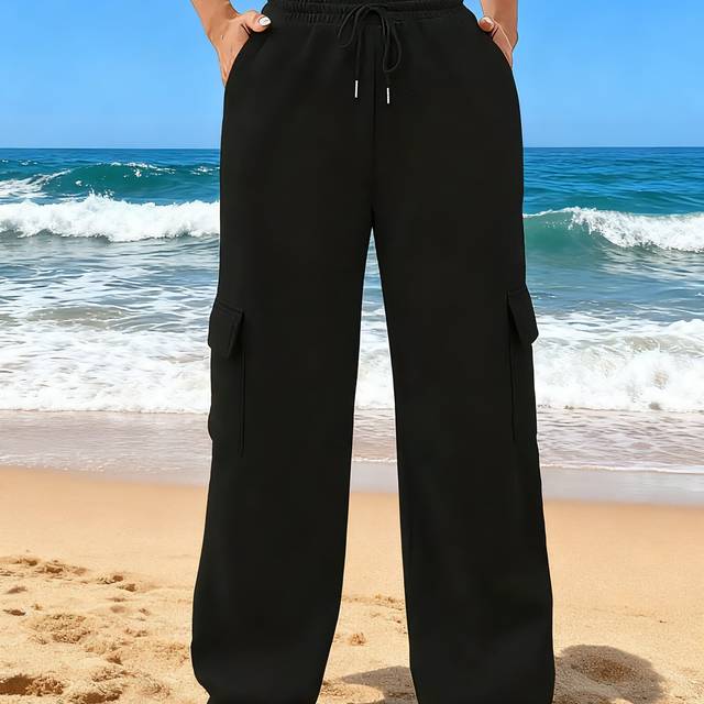 TEMU Women's Fleece-lined Joggers - Loose-fit Multi-, Drawstring Waistband, Casual Sport Pants For Everyday
