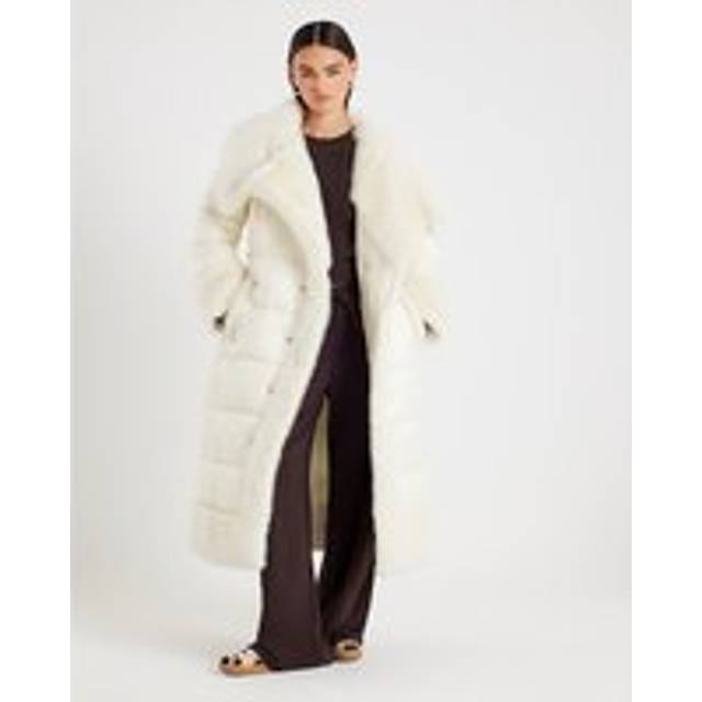 River Island Womens Cream Faux Fur Collar Padded Coat - 16
