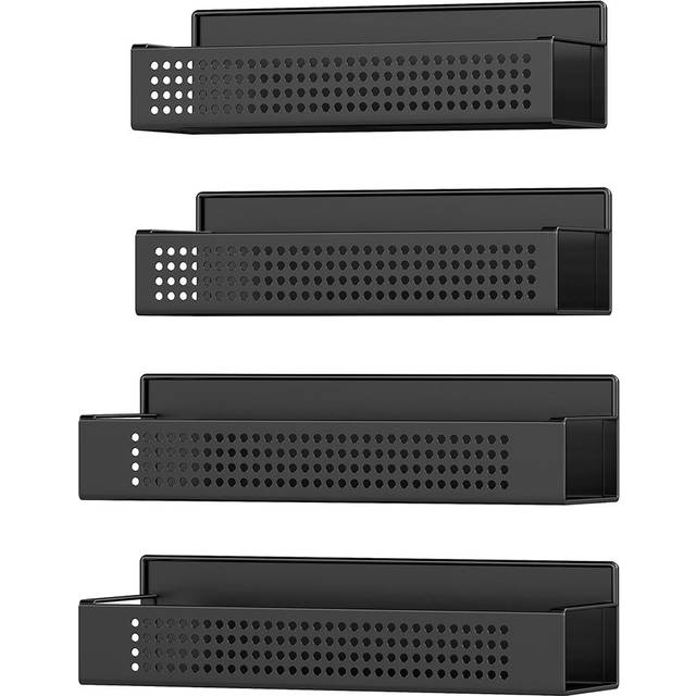 Magnetic spice racks set for kitchen appliances no drilling needed, Ink Black