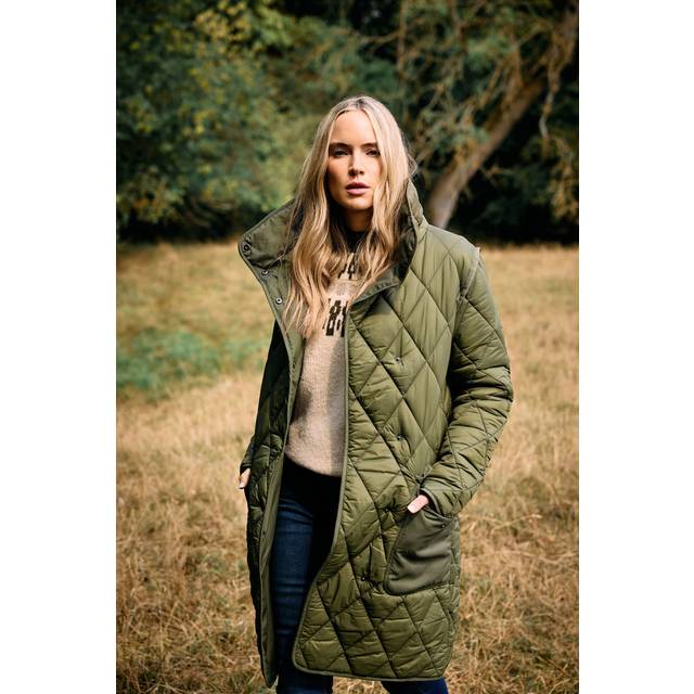 Lts Tall Khaki Green Funnel Neck Quilted Coat Size 12