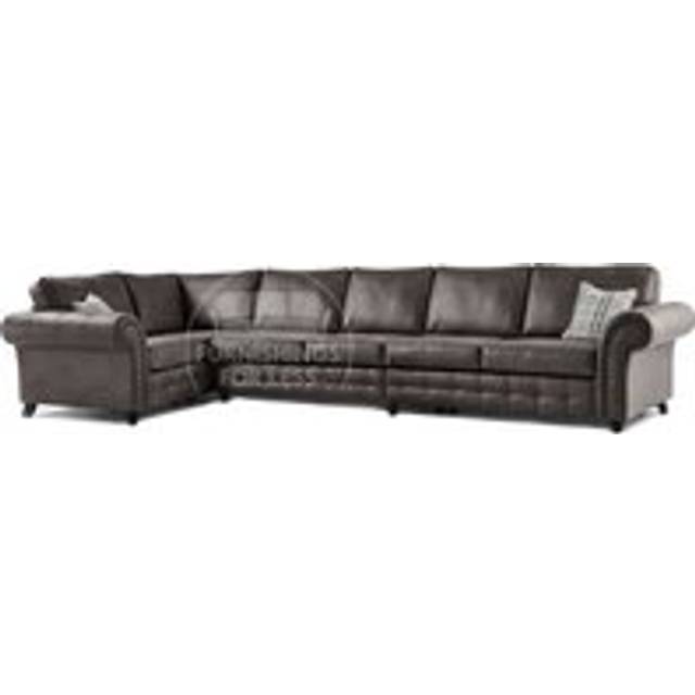 Furnishings For Less UK Oakland Charcoal Chesterfield 6 Seater L Shape Large Corner Sofa - One Size