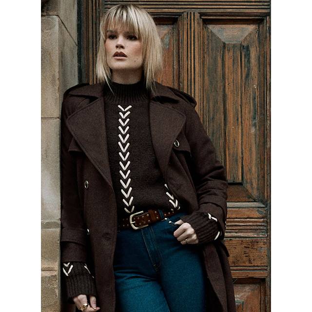 Warehouse Whipstitch Detail Oversized Jumper In Chocolate - chocolate - M