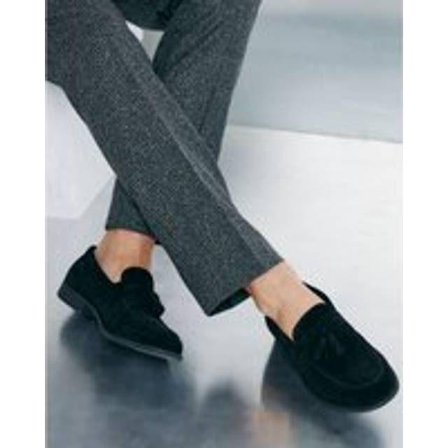 Mens River Island Black Suede Tassel Loafers - 10