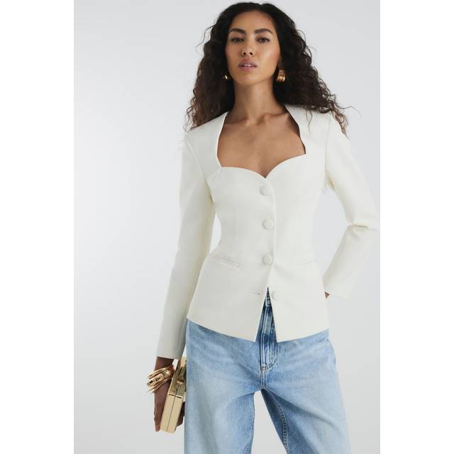 River Island Womens Cream Sweetheart Neckline Blazer - 12